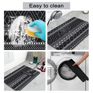 Boho Diatomaceous Earth Bath Mat Rug-Rubber Non Slip Quick Dry Super Absorbent Thin Bathroom Rugs Fit Under Door Shower Rug for in Front of Bathtub,Shower Room,Sink ( 17" L x 27" W Rectangle)