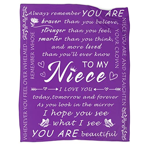 to My Niece from Aunt Throw Blanket, Niece Birthday Graduation Gifts from Auntie Uncle Ultra-Soft Micro Blankets for Bed Couch Travel Beach 50"x60"