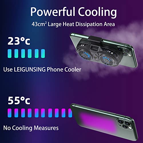 LEIGUNSING Mobile Phone Cooler, Dual Cooling Chip Cell Phone Radiator, Cooling Case Radiator Game Accessories, Support 4.5" to 6.5" Phone for Tiktok Live Streaming, Outdoor Vlog, Mobile Gaming, White