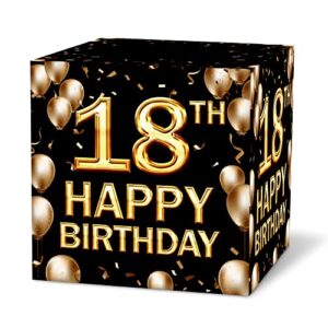 18th birthday card box，black and gold card box for birthday party decorations ，party supplies , money box -  1 pc (026 sr)