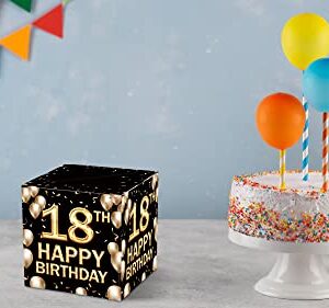 18th Birthday Card Box，Black And Gold Card Box for Birthday Party Decorations ，Party Supplies , Money Box -  1 PC (026 sr)