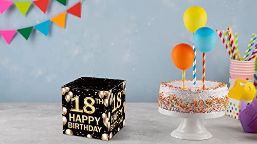 18th Birthday Card Box，Black And Gold Card Box for Birthday Party Decorations ，Party Supplies , Money Box -  1 PC (026 sr)