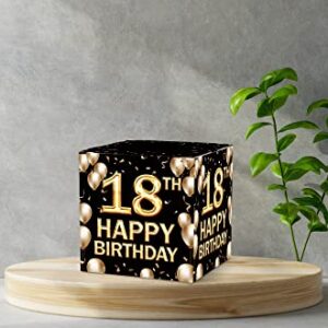 18th Birthday Card Box，Black And Gold Card Box for Birthday Party Decorations ，Party Supplies , Money Box -  1 PC (026 sr)