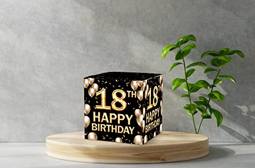 18th Birthday Card Box，Black And Gold Card Box for Birthday Party Decorations ，Party Supplies , Money Box -  1 PC (026 sr)