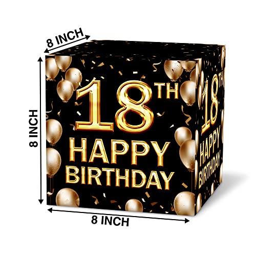 18th Birthday Card Box，Black And Gold Card Box for Birthday Party Decorations ，Party Supplies , Money Box -  1 PC (026 sr)