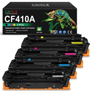 cavdle 410a remanufactured toner cartridge replacement for cf410a 410a work with color mfp m377dw m452dn m452dw m452nw m477fdw m477fnw m477fdn printer (black cyan yellow magenta, 4-pack)