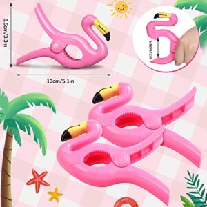 4 Pcs Towel Clips for Chairs Flamingo Parrot Beach Chair Clips for Beach Chairs,1 Pcs Beach Kit Cosmetic Bag for Women (Flamingo)