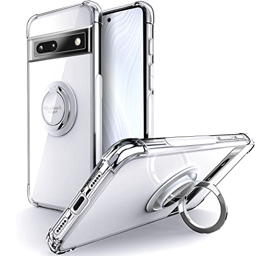 Silverback for Pixel 6A Case Clear with Ring Kickstand, Protective Soft TPU Shock -Absorbing Bumper Shockproof Phone Case for Google Pixel 6A 5G (2022) -Clear