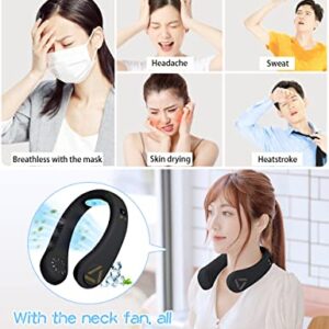 TOWOOZ Portable Neck Fan, Bladeless Neck Fan Hands Free Portable Neck Fan 4000 mAh Ultra Quiet Rechargeable Portable Hanging Neck Fan with 3 Speeds Adjustment, Wearable Fan for Outdoor (Black)