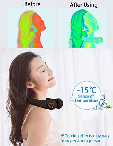 TOWOOZ Portable Neck Fan, Bladeless Neck Fan Hands Free Portable Neck Fan 4000 mAh Ultra Quiet Rechargeable Portable Hanging Neck Fan with 3 Speeds Adjustment, Wearable Fan for Outdoor (Black)