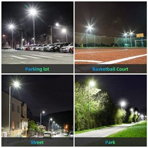 320W LED Parking Lot Lights Arm Mount for Round Square Pole 100-277V 44800LM UL DLC 5000K LED Shoebox Lights Fixtures IP65 Outdoor Commercial Street Area Lighting Replace 1200W Metal Halide HID HPS