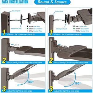 320W LED Parking Lot Lights Arm Mount for Round Square Pole 100-277V 44800LM UL DLC 5000K LED Shoebox Lights Fixtures IP65 Outdoor Commercial Street Area Lighting Replace 1200W Metal Halide HID HPS