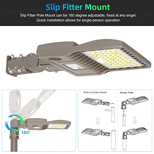 NUOGUAN 200W LED Parking Lot Light Slip Fitter 100-277V 28000LM UL DLC 5000K Outdoor LED Shoebox Pole Lights Fixtures IP65 Commercial Street Area Lighting for Driveway Roadway Replace 800W HID HPS