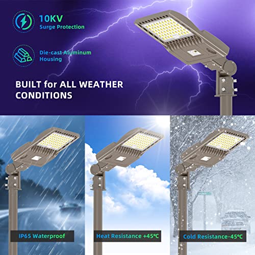 NUOGUAN 200W LED Parking Lot Light Slip Fitter 100-277V 28000LM UL DLC 5000K Outdoor LED Shoebox Pole Lights Fixtures IP65 Commercial Street Area Lighting for Driveway Roadway Replace 800W HID HPS