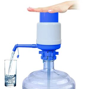qulable manual water pump, portable water jug dispenser, bpa free, 5 gallon water pump with cap fits most 2-6 gallon water coolers for camping, sports, family, school, office