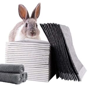 tfwadmx 100 pcs rabbit pee pads guinea pig super absorbent cage liners bunny disposable black carbon diapers small animal training accessories with quick-dry surface for chinchilla ferret hamster