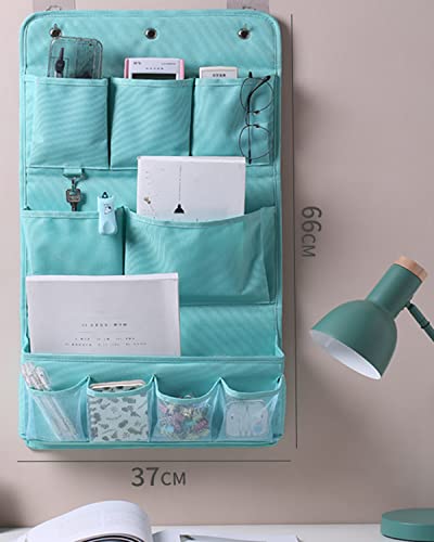 Lerkumey Over Door Hanging Organizer Hanging Storage Bags with 10 Pockets | Multifunctional Storage Bags Organizer with 3Pcs Adhesive Wall Hooks for Wall /Bedroom /Bathroom /Door /Closet (Blue)