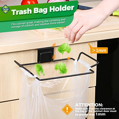 Trash Bag Holder, HNYYZL 2 Pack Trash Bag Holder for Cabinet Door and Cupboards, Stainless Steel, Black， Plastic Bag Holder under Sink, Use for Kitchen, Bathroom, Camper, Rv