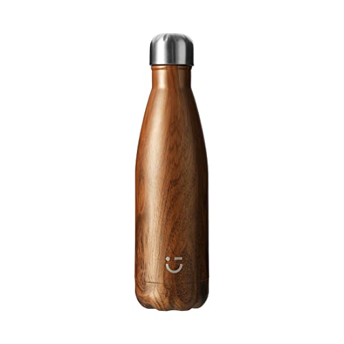 MINISO Fathers Day Gifts from Daughter Imitation Wood Grain Insulated Bottle, 17oz Stainless Steel Water Bottles for Gym,Travel,Sports, Reusable Metal Water Bottle