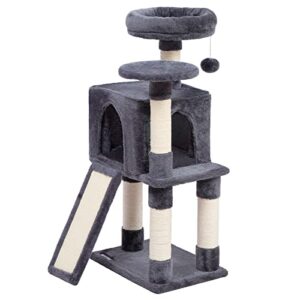 hoobro cat tree, small cat tower with soft plush perch, for indoor kittens, 34.6-inch 3-tier cat condo furniture with scratching posts, with anti-tipping, sturdy gy09ct03