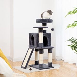 HOOBRO Cat Tree, Small Cat Tower with Soft Plush Perch, for Indoor Kittens, 34.6-Inch 3-Tier Cat Condo Furniture with Scratching Posts, with Anti-Tipping, Sturdy GY09CT03