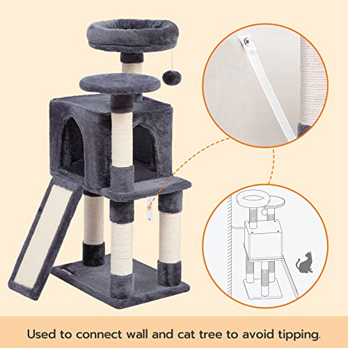 HOOBRO Cat Tree, Small Cat Tower with Soft Plush Perch, for Indoor Kittens, 34.6-Inch 3-Tier Cat Condo Furniture with Scratching Posts, with Anti-Tipping, Sturdy GY09CT03