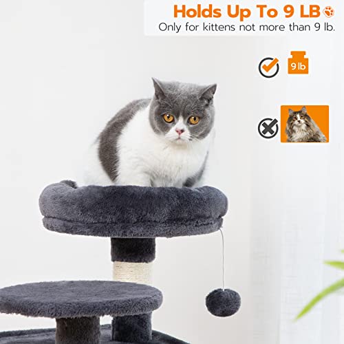 HOOBRO Cat Tree, Small Cat Tower with Soft Plush Perch, for Indoor Kittens, 34.6-Inch 3-Tier Cat Condo Furniture with Scratching Posts, with Anti-Tipping, Sturdy GY09CT03