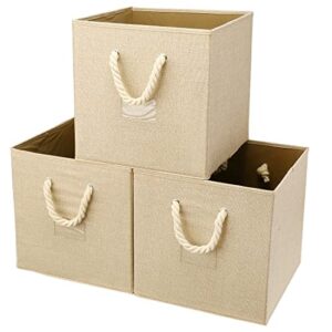 fabric cube storage bin storage box set 13x13x13 inch with handle for home&office organization