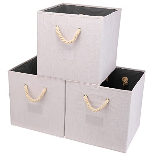 Fabric cube storage bin storage box set 13x13x13 inch with handle for home&office organization