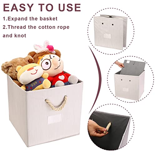 Fabric cube storage bin storage box set 13x13x13 inch with handle for home&office organization