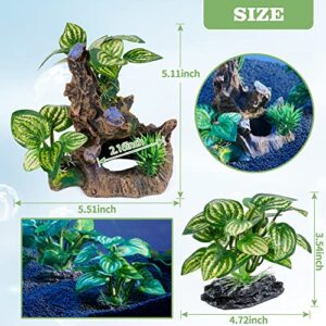 Ameliade Betta Aquarium Cave Decorations & Fish Tank Artificial Silk Plants Leaf Pad Hammock Hides Decor Small Fish Bowl Accessories Beta Toys (2PCS)