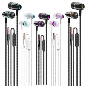 chmuyil earbuds wired with microphone pack of 5, in-ear wired headphones with microphone for phone, ipod, ipad, mp3, samsung, walkman and most 3.5 mm jack devices