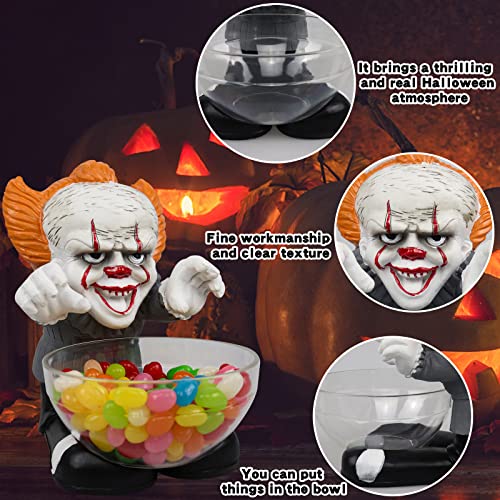 nezababy Halloween Candy Bowl Holder Horror Movie Gnomes Jason Freddy Clown Beetlejuice Nightmare Candy Holder Container Resin (Clown)