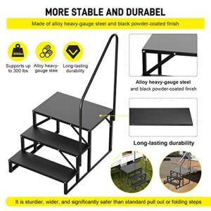 2 Step Stairs 5th Wheel Stair Hot Tub Steps Outdoor RV Alloy Steel Step Ladder Support Economy Stair Riser Quick Eases Boarding and Exitingfor RVs and Travel Camper Trailers Non Slip Assist Handrail