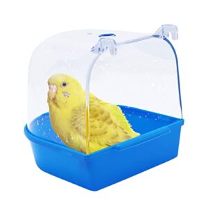 bird bath shower box hanging parrot bathtub bowl cage with hooks birdcage cage accessory bathing tub suitable for small animal parakeet canary budgies parrot (random color) (one-piece) …