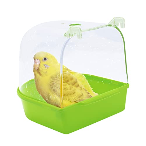 Bird Bath Shower Box Hanging Parrot Bathtub Bowl Cage with Hooks Birdcage Cage Accessory Bathing Tub Suitable for Small Animal Parakeet Canary Budgies Parrot (Random Color) (one-Piece) …