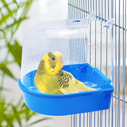 Bird Bath Shower Box Hanging Parrot Bathtub Bowl Cage with Hooks Birdcage Cage Accessory Bathing Tub Suitable for Small Animal Parakeet Canary Budgies Parrot (Random Color) (one-Piece) …