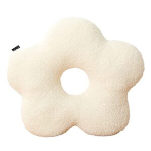 nordic minimalist modern home plush ball decorative pillow, flower pillow. (45cm（17.7inch）, white flower)