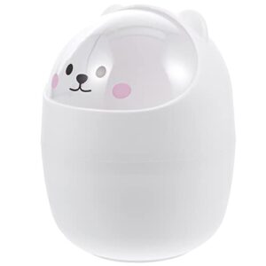 sewacc desktop trash can cute cartoon table garbage storage can mini desktop wastebasket with lid small office countertop garbage can for home office (white)