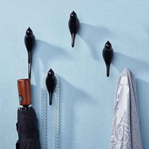 Faotup 2PCS 4.33Inches Black Bird Coat Hooks,Resin Bird Coat Hooks,Bird Hooks for Hanging,Bird Wall Hooks Decorative4.33×1.37×2.75inches