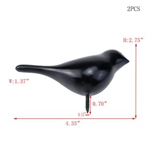 Faotup 2PCS 4.33Inches Black Bird Coat Hooks,Resin Bird Coat Hooks,Bird Hooks for Hanging,Bird Wall Hooks Decorative4.33×1.37×2.75inches