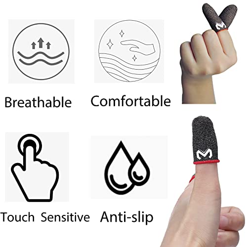 Cell Phone Gaming Finger Sleeves, Anti-Sweat Breathable Game Controller Finger Thumb Sleeves, Durable Gamer Thumb Protector Covers Silver Fiber, Smooth Operation, Finger Sleeve for Phone Games, 6 PCS