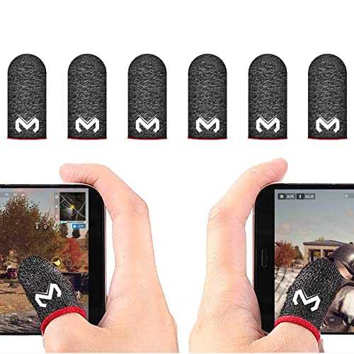 Cell Phone Gaming Finger Sleeves, Anti-Sweat Breathable Game Controller Finger Thumb Sleeves, Durable Gamer Thumb Protector Covers Silver Fiber, Smooth Operation, Finger Sleeve for Phone Games, 6 PCS