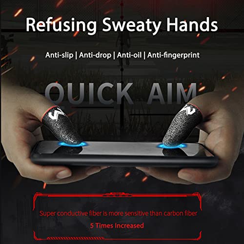 Cell Phone Gaming Finger Sleeves, Anti-Sweat Breathable Game Controller Finger Thumb Sleeves, Durable Gamer Thumb Protector Covers Silver Fiber, Smooth Operation, Finger Sleeve for Phone Games, 6 PCS