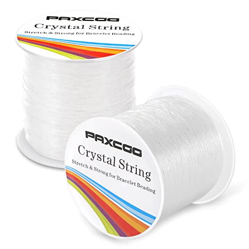 Bracelet String, Paxcoo 2 Rolls Elastic Stretchy Bead String Cord for Clay Beads Kandi Pony Beads Bracelets Jewelry Making (0.8MM, Crystal)