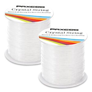 Bracelet String, Paxcoo 2 Rolls Elastic Stretchy Bead String Cord for Clay Beads Kandi Pony Beads Bracelets Jewelry Making (0.8MM, Crystal)