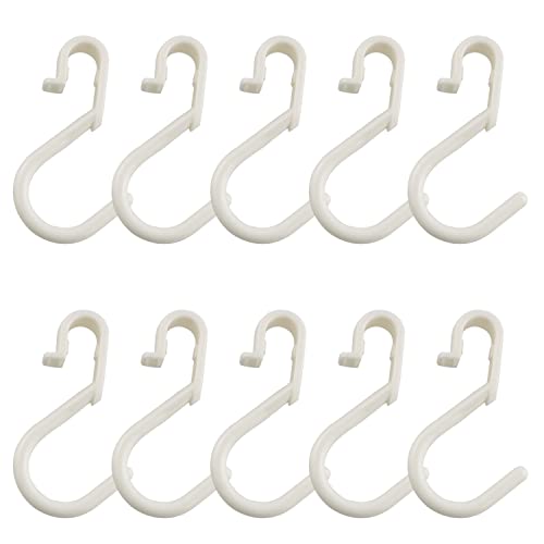 S Hook HSCGIN 10PCS White Plastic Multi Purpose S Hooks Heavy Duty S Shaped Hangers for Hanging Shirts, Towels, Hats, Pans Pots Cups Clothes Bags Towels Plants S Hanger