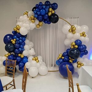 Royal Blue Gold Black Balloon Garland Arch Kit-136pcs Sapphire Blue White Balloons for Wedding, Happy Birthday, Graduation Party, Baby Shower, Boys Christening, Anniversary Celebration Backdrop