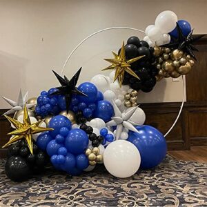 Royal Blue Gold Black Balloon Garland Arch Kit-136pcs Sapphire Blue White Balloons for Wedding, Happy Birthday, Graduation Party, Baby Shower, Boys Christening, Anniversary Celebration Backdrop