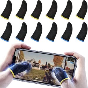 12 pcs cell phone gaming finger sleeves by leigunsing, anti-sweat breathable touchscreen thumb sleeves, durable fiber gamer thumb protector, smooth operation, finger sleeve for mobile phone games